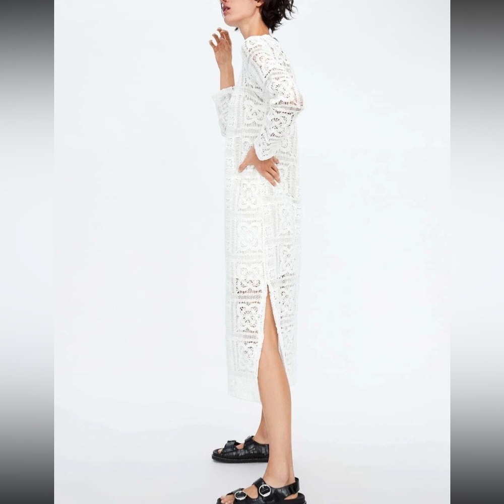 Zara boho crochet knit midi dress blogger favorite - Picture 5 of 9